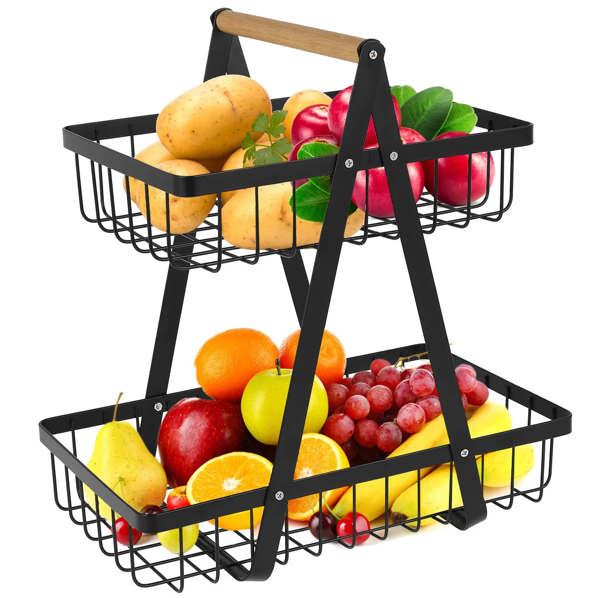 2-Tier Metal Fruit Basket Portable Kitchen Storage Countertop Shelf Rack for Fruits Vegetables Household Cosmetic Toiletries
2-Tier Metal Fruit Basket Portable Kitchen Storage Countertop Shelf Rack for Fruits Vegetables Household Cosmetic Toiletries
