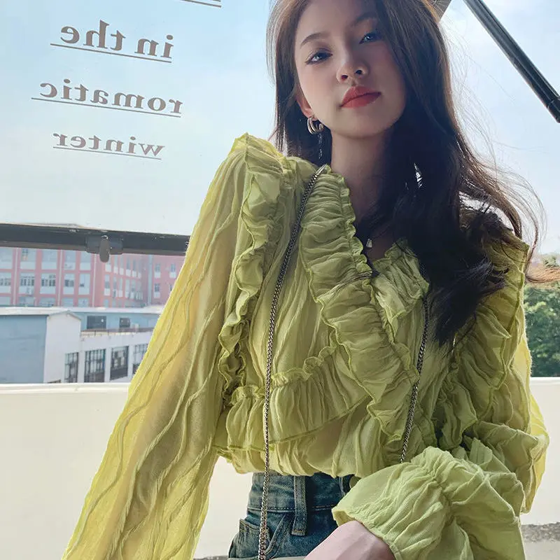 2023 Spring Summer Women Ruffled Blouses Celmia Stylish Tops Sexy V Neck Long Sleeve Shirt Elegant Casual Blouse Blusas E141
2023 Spring Summer Women Ruffled Blouses Celmia Stylish Tops Sexy V Neck Long Sleeve Shirt Elegant Casual Blouse Blusas E141