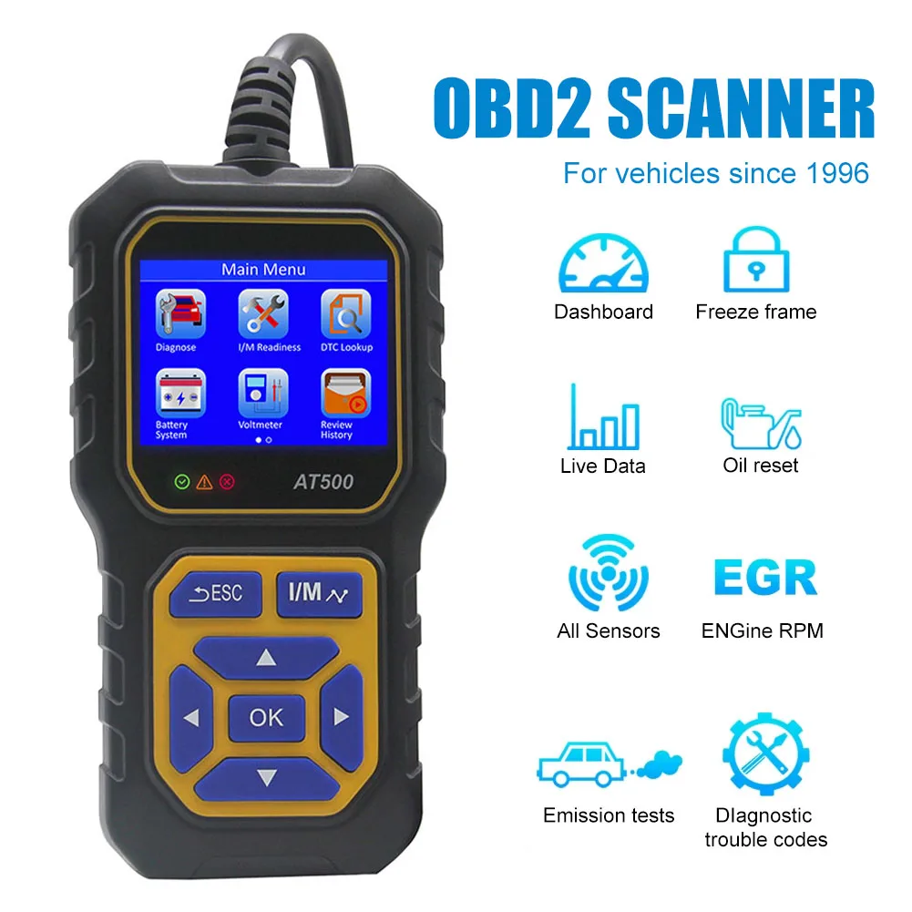 AT500 Car OBD2 Scanner Diagnostic Tool Code Reader Engine Cranking Charging Test For OBDII Vehicles Since 1996 Automotive Tools
AT500 Car OBD2 Scanner Diagnostic Tool Code Reader Engine Cranking Charging Test For OBDII Vehicles Since 1996 Automotive Tools