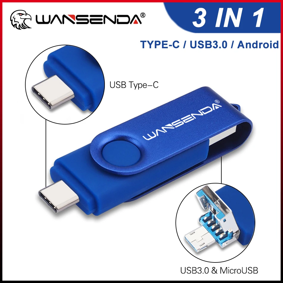 WANSENDA OTG USB Flash Drive Type C Pendrive 512GB 256GB 64GB 32GB 16GB MicroUSB Stick 3.0 128GB 3 IN 1 Thumbdrive Flash Drive
WANSENDA OTG USB Flash Drive Type C Pendrive 512GB 256GB 64GB 32GB 16GB MicroUSB Stick 3.0 128GB 3 IN 1 Thumbdrive Flash Drive