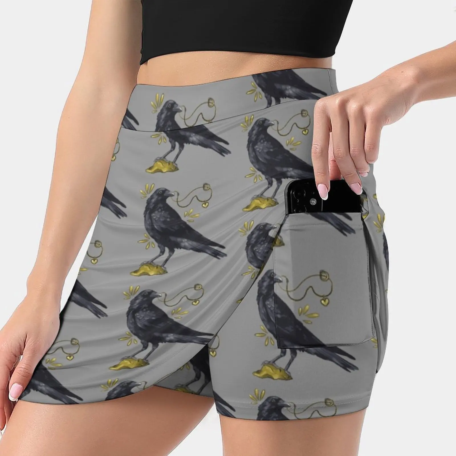 

Crow With Golden Eye Women's skirt Mini Skirts A Line Skirt With Hide Pocket Crow Gold Jewelry Jewel Golden Jewels Locket