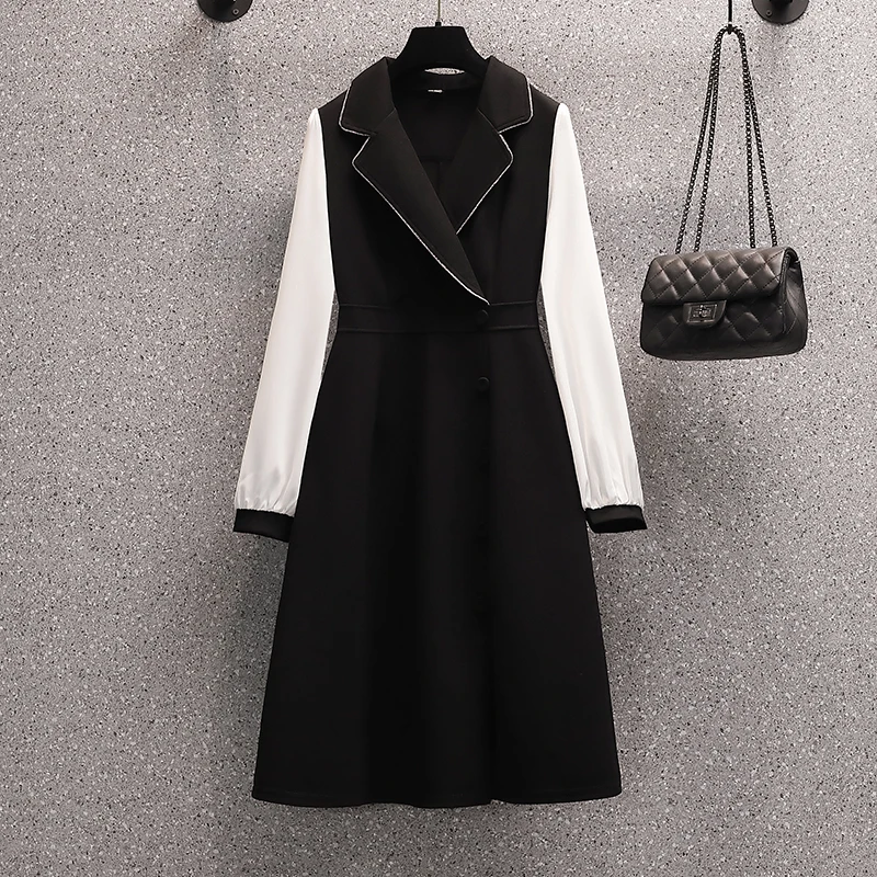 Autumn Winter Knee-Lenght Dress For Women Korea Fashion Office-Lady Patchwork Turn-down Collar Silm Dresses Womnen Clothing
Autumn Winter Knee-Lenght Dress For Women Korea Fashion Office-Lady Patchwork Turn-down Collar Silm Dresses Womnen Clothing