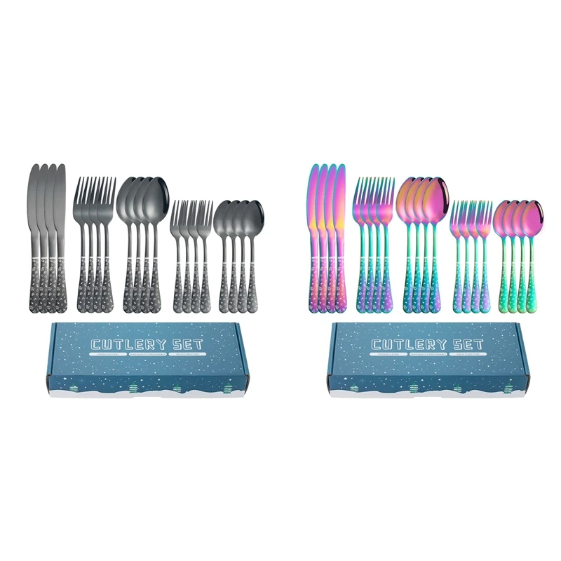 24Pcs Xmas Gift Tableware Set Knife Coffee Spoon Tea Fork Dinnerware Sets Flatware Cutlery Christmas Style Kitchen
24Pcs Xmas Gift Tableware Set Knife Coffee Spoon Tea Fork Dinnerware Sets Flatware Cutlery Christmas Style Kitchen