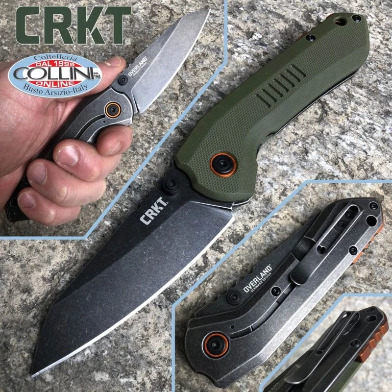 

Складной нож CRKT 6280 TJ черного цвета Overland 2,997 дюйма, Простой нож из потертого камня, OD Green G10 и ручки из нержавеющей стали для повседневного использования