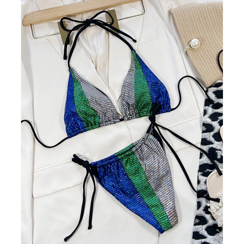 Women's Liquid Metallic Sexy Triangle Bikini Set Shiny Bathing Suit Two Pieces Swimsuit Tie Two Sides Bottom
Women's Liquid Metallic Sexy Triangle Bikini Set Shiny Bathing Suit Two Pieces Swimsuit Tie Two Sides Bottom