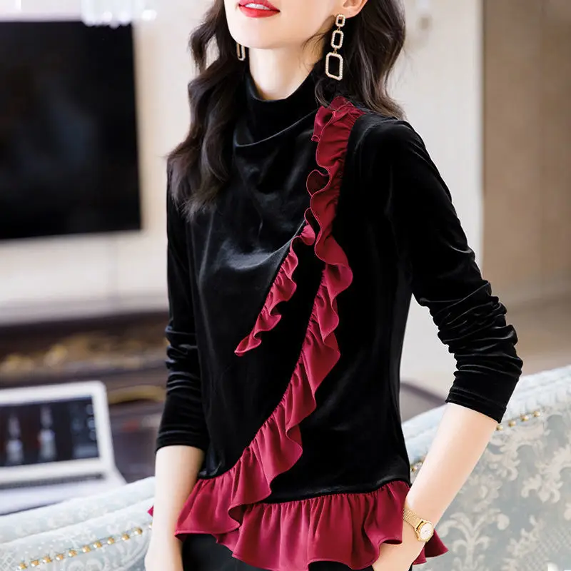 Elegant Stand Collar Spliced Asymmetrical Ruffles Blouse Women Clothing 2022 Autumn New Casual Tops Loose Office Lady Shirt
Elegant Stand Collar Spliced Asymmetrical Ruffles Blouse Women Clothing 2022 Autumn New Casual Tops Loose Office Lady Shirt