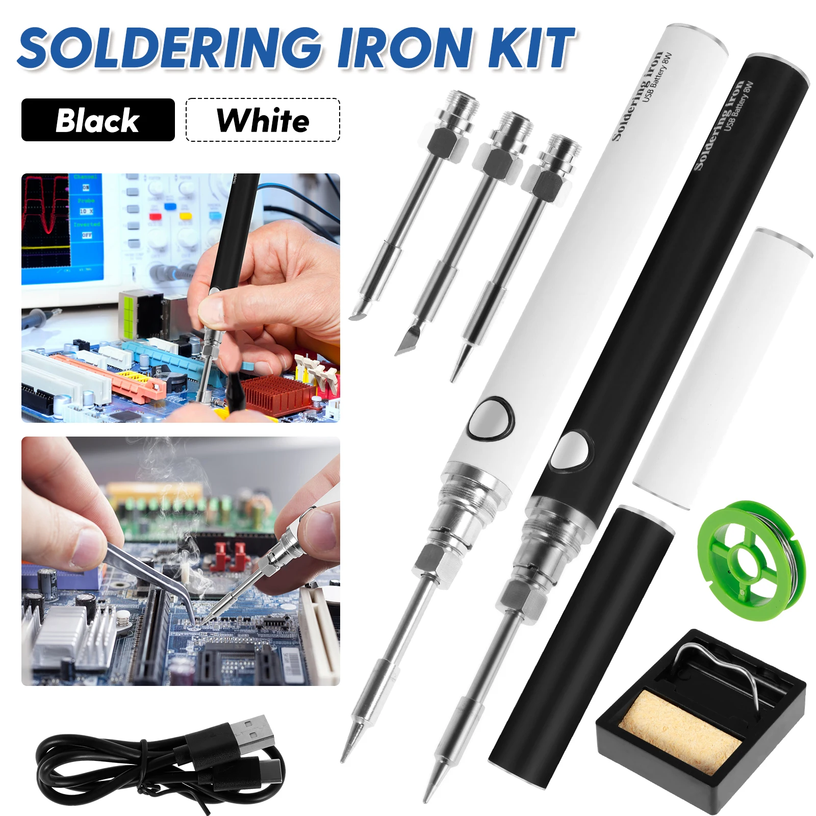 Электрический паяльник 5 В, 8-10 Вт, Беспроводной USB-паяльник, сварочный инструмент, паяльник с регулируемой температурой, Ремонтный инструмент с 3
Электрический паяльник 5 В, 8-10 Вт, Беспроводной USB-паяльник, сварочный инструмент, паяльник с регулируемой температурой, Ремонтный инструмент с 3