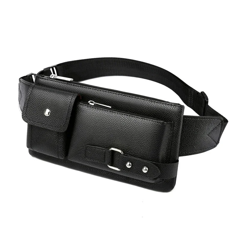 

Brand Men's Waist Bag PU Leather Male Fanny Pack Male Shoulder Chest Ba for Phone Hip Sack Man Belt Pouch Murse Banana Bum Bag