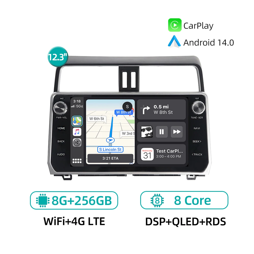 CarPlay Android 14.0 GPS-навигатор Мультимедийный плеер 4G WiFi DSP Стерео Автомобильный радиоприемник для Toyota Land Cruiser Prado 150 2018-2023
CarPlay Android 14.0 GPS-навигатор Мультимедийный плеер 4G WiFi DSP Стерео Автомобильный радиоприемник для Toyota Land Cruiser Prado 150 2018-2023