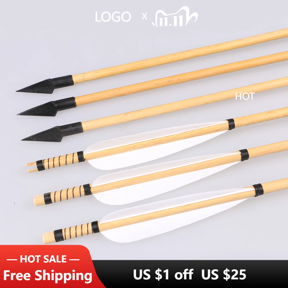 6/12 pcs Wood Arrows Archery Wooden Target Shaft Arrows with Traditional Arrow head Turkey Feather Fletching for Recurve Bow
6/12 pcs Wood Arrows Archery Wooden Target Shaft Arrows with Traditional Arrow head Turkey Feather Fletching for Recurve Bow