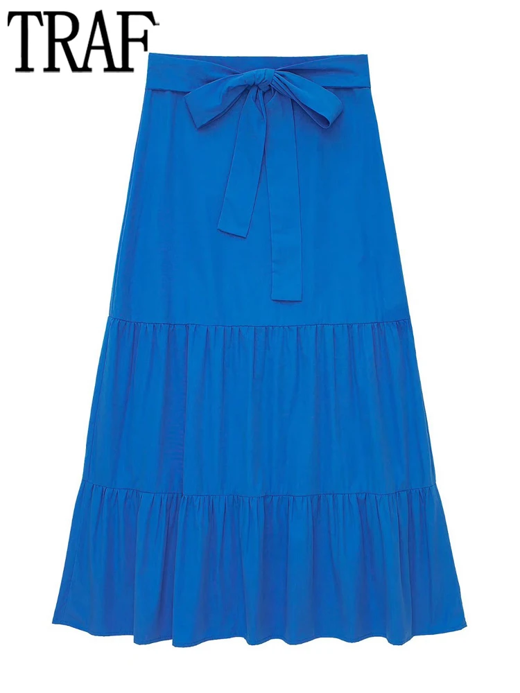 TRAF Blue Pleated Long Skirt Women Knot Midi Skirts for Women Summer High Waist Woman Skirt Sets Aesthetic Skirts Womens 2022
TRAF Blue Pleated Long Skirt Women Knot Midi Skirts for Women Summer High Waist Woman Skirt Sets Aesthetic Skirts Womens 2022