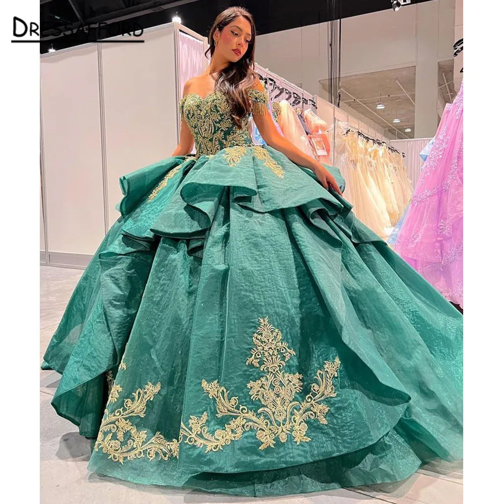 Hunter Green Crystal Quinceanera Dress Off The Shoulder 3D Flowers Princess Sweet 16 Ball Gown Vestidos De 15 Años
Hunter Green Crystal Quinceanera Dress Off The Shoulder 3D Flowers Princess Sweet 16 Ball Gown Vestidos De 15 Años
