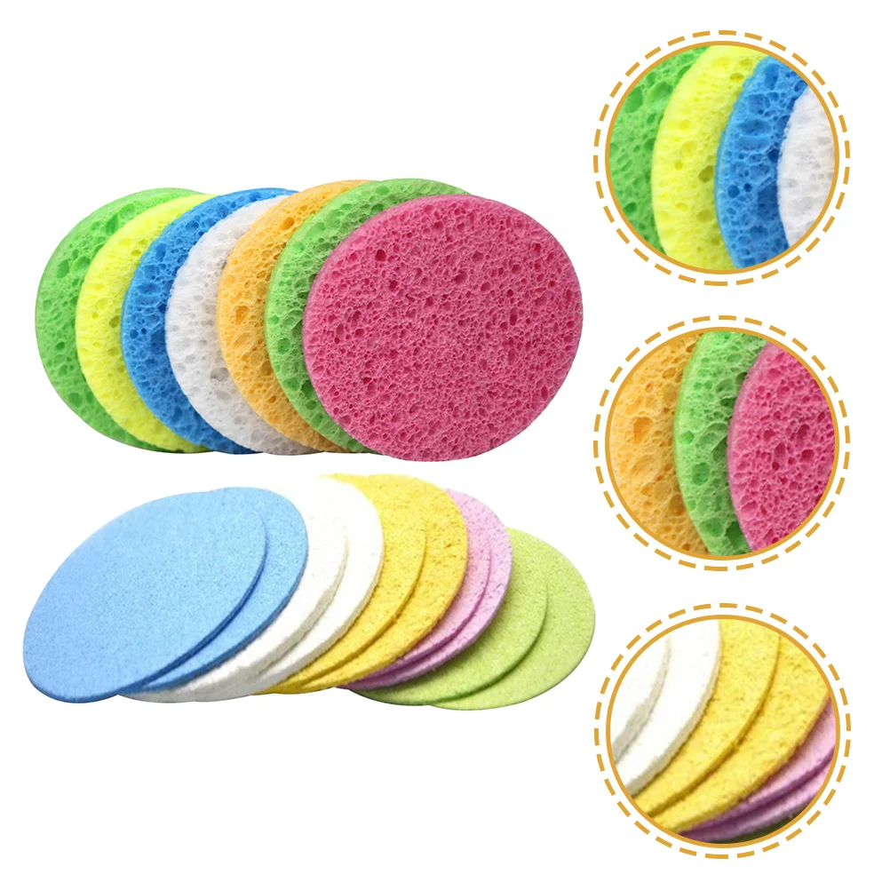 

25 Pcs Natural Sponge Compression Face Puff Cleansing Pads Spa Round Facial Sponges Washing Cellulose Scrub