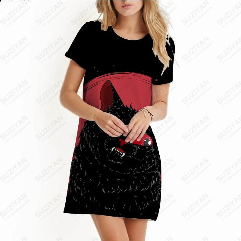 Fashion New Spring/Summer Women's Dress Cat Dog Pig Animal 3D Print Beach Skirt Round Neck Short Sleeve Cute Girl A-line Skirt
Fashion New Spring/Summer Women's Dress Cat Dog Pig Animal 3D Print Beach Skirt Round Neck Short Sleeve Cute Girl A-line Skirt