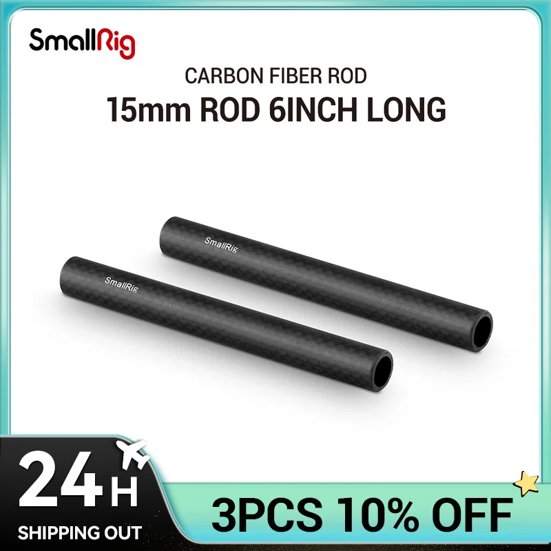 

SmallRig 15mm Carbon Fiber Rod 15cm 6'' Long for 15mm Rod Light Weight Support System DSLR Camera Rig - 1872 (Pack of 2)