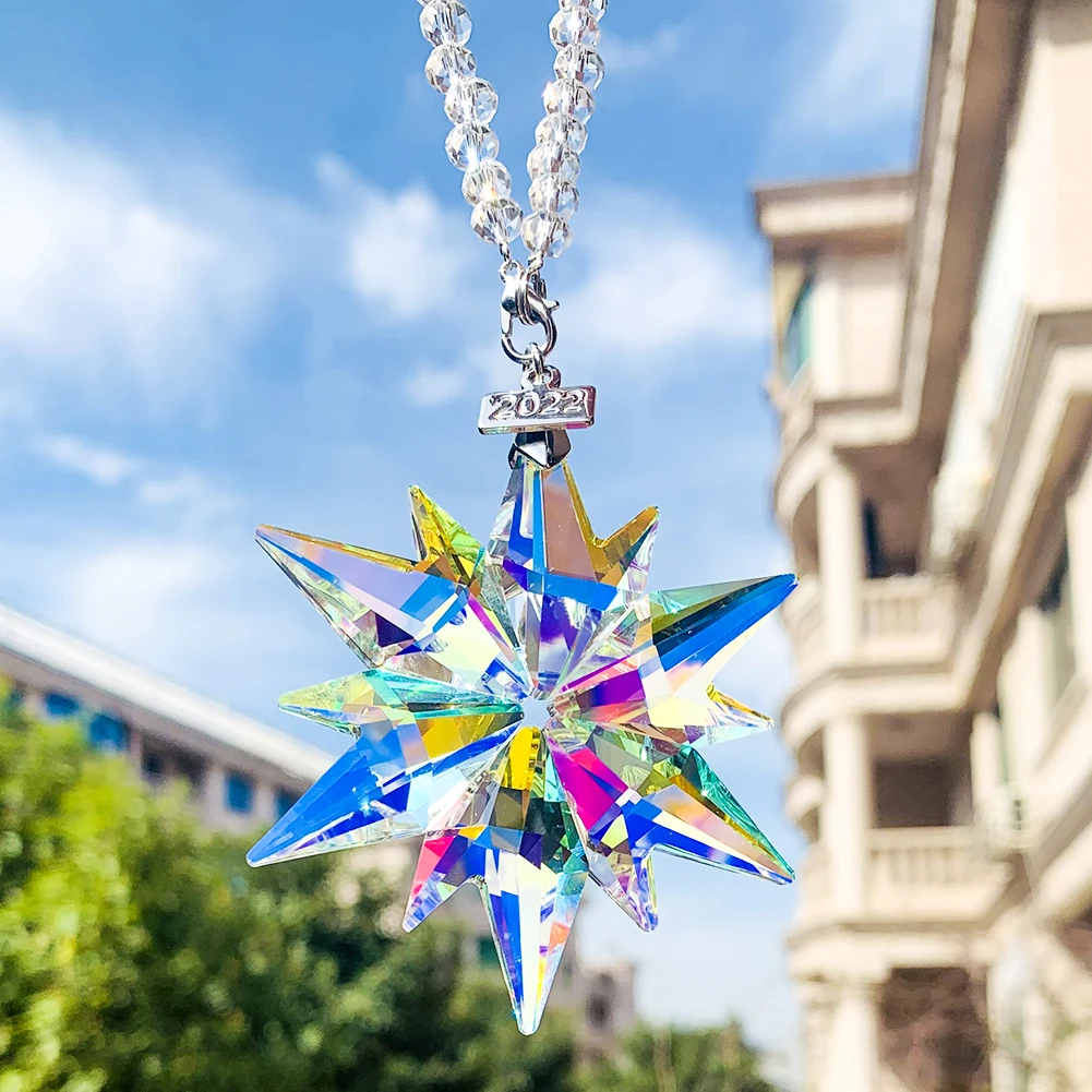 AB Color Winter Snowflake Flower Laser Cut Faceted Crystall Automotive Interior Hanging Ornament Rainbow Maker Decoration
AB Color Winter Snowflake Flower Laser Cut Faceted Crystall Automotive Interior Hanging Ornament Rainbow Maker Decoration