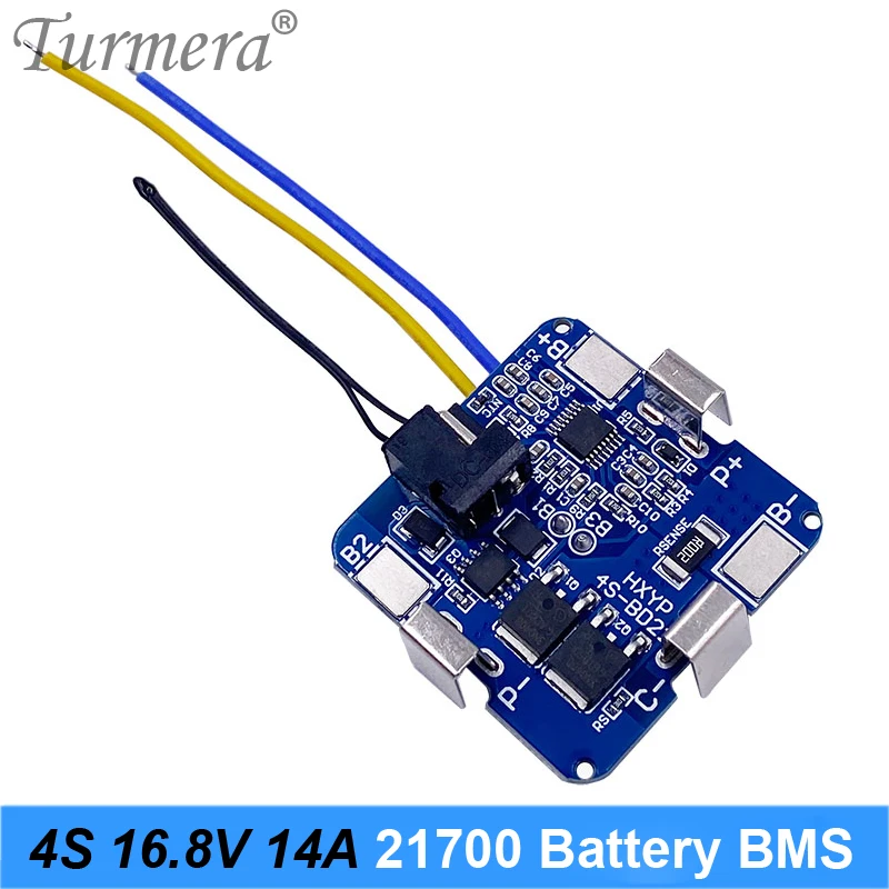 Turmera 4S 16.8V 14A 21700 Lithium Battery BMS Protection Board with NTC DC Connector for 4S 14.4V 16.8V Screwdriver Battery Use
Turmera 4S 16.8V 14A 21700 Lithium Battery BMS Protection Board with NTC DC Connector for 4S 14.4V 16.8V Screwdriver Battery Use