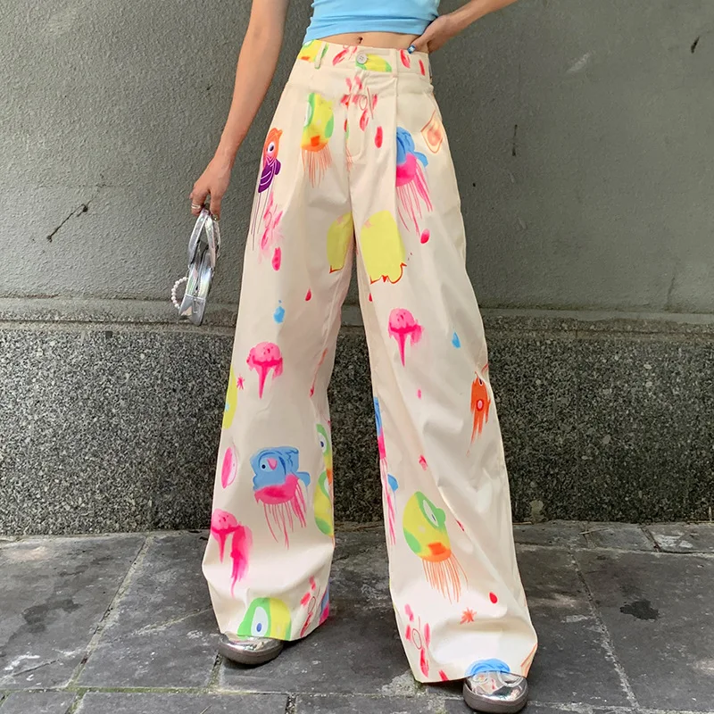 Graffiti Print Cute Wide Leg Pants Women Casual Baggy Cargo Parachute Trouser Streetwear Y2K Aesthetics Loose Bottoms
Graffiti Print Cute Wide Leg Pants Women Casual Baggy Cargo Parachute Trouser Streetwear Y2K Aesthetics Loose Bottoms