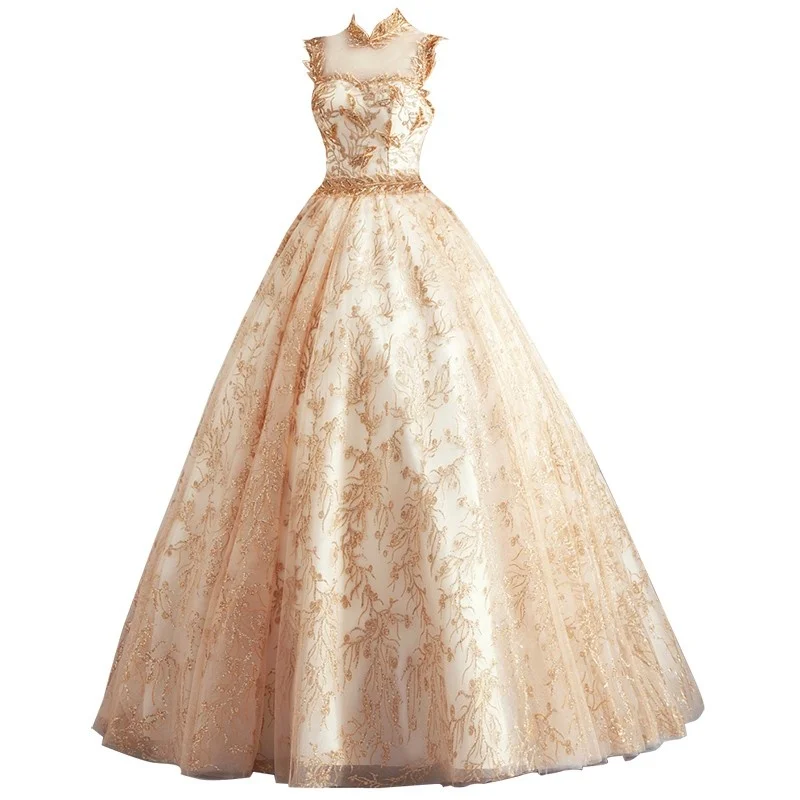 Senior Bright Golden Bride Wedding Toast Dress Banquet Annual Meeting Starlight Wedding Dress Evening Dress
Senior Bright Golden Bride Wedding Toast Dress Banquet Annual Meeting Starlight Wedding Dress Evening Dress