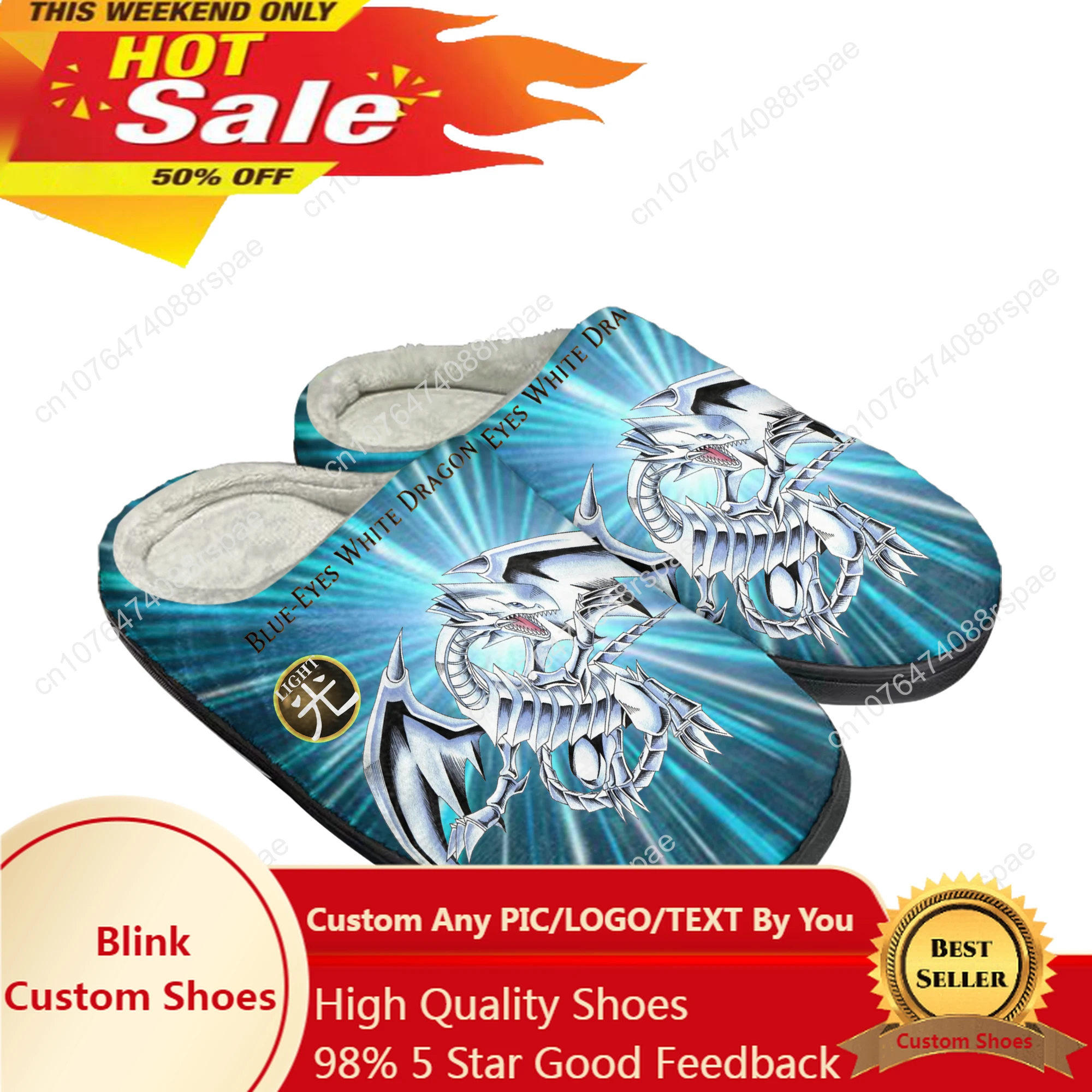 

Yu-Gi-Oh Seto Kaiba Blue Eyes White Dragon Home Cotton Custom Slippers Mens Womens Sandals Plush Keep Warm Shoes Thermal Slipper