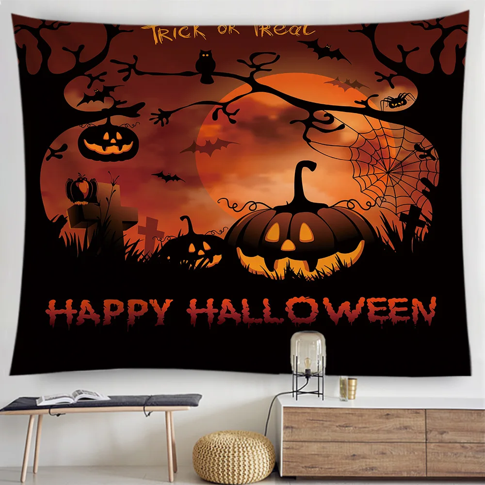 

Cross-border new Nordic ins style Halloween party decoration background bedroom bedside pumpkin witch horror tapestry