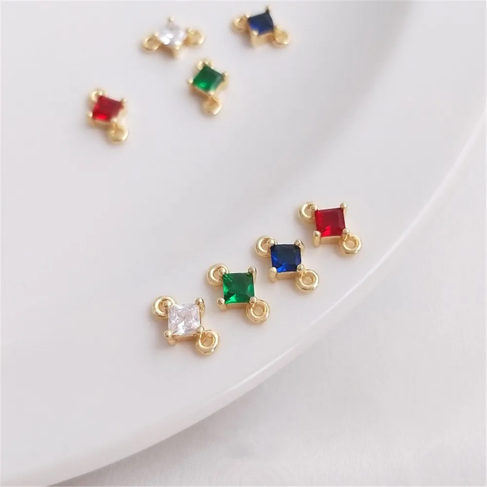 14K Gold Color Set sapphire blue zirconium emerald zircon square double hanging accessories handmade diy first jewelry material
14K Gold Color Set sapphire blue zirconium emerald zircon square double hanging accessories handmade diy first jewelry material