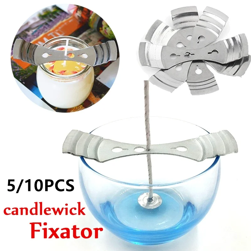 

10/5PCS Metal Wax Core Centering Decorative Silver Stainless Steel Three-Hole Wick Holder, DIY Scented Candle Making Supplies