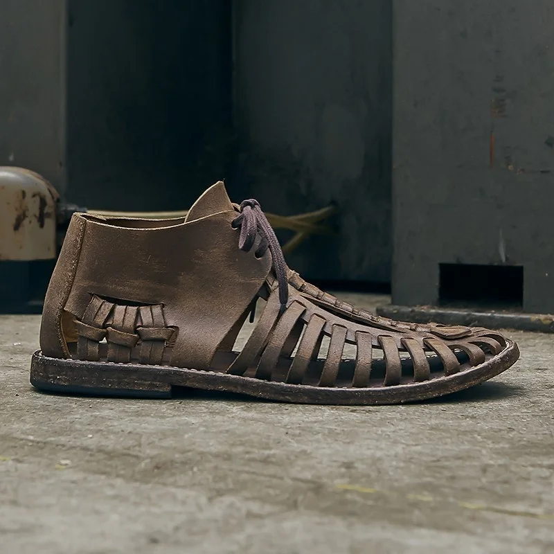 Brand Italian Vintage Mens Luxury Cow Genuine Leather Sandals Handmade Hollow Out High Top Gladiator Close Toe Lace Up Sandals
Brand Italian Vintage Mens Luxury Cow Genuine Leather Sandals Handmade Hollow Out High Top Gladiator Close Toe Lace Up Sandals