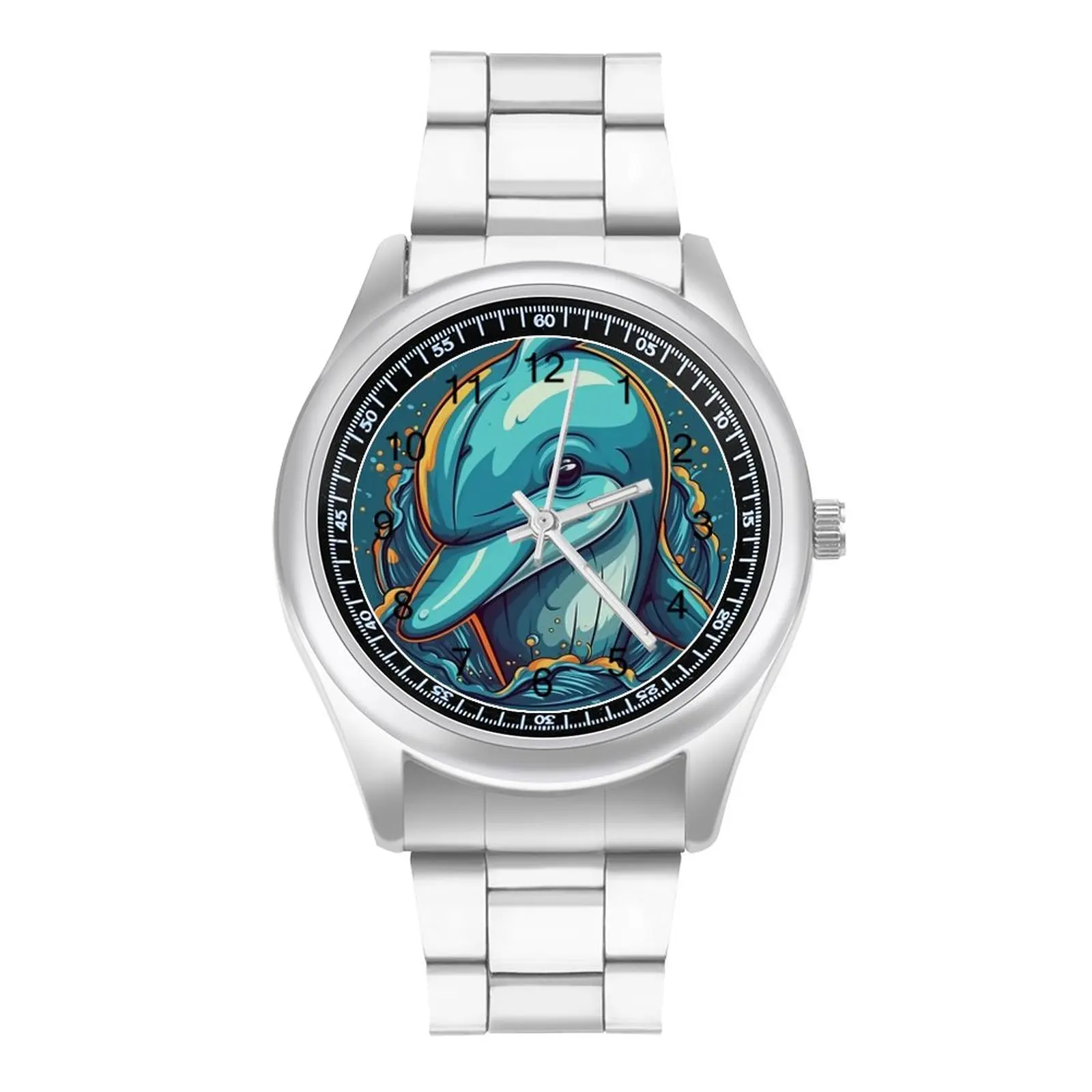 

Dolphin Quartz Watch Nature Style Cartoon Steel Photo Wrist Watch Man Travel Cute Hit Sales Wristwatch