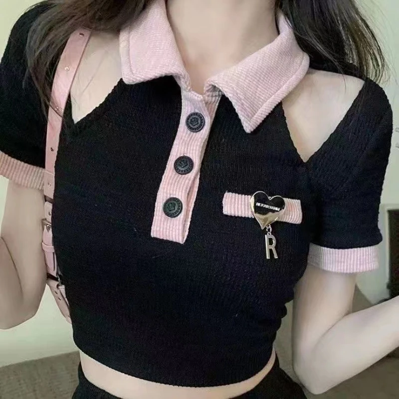 Hollow Out Women T-shirts Sexy Off Shoulder Patchwork Shirts Tops Korean Fashion Harajuku Y2k Crop Tops 2023 Summer Tee
Hollow Out Women T-shirts Sexy Off Shoulder Patchwork Shirts Tops Korean Fashion Harajuku Y2k Crop Tops 2023 Summer Tee