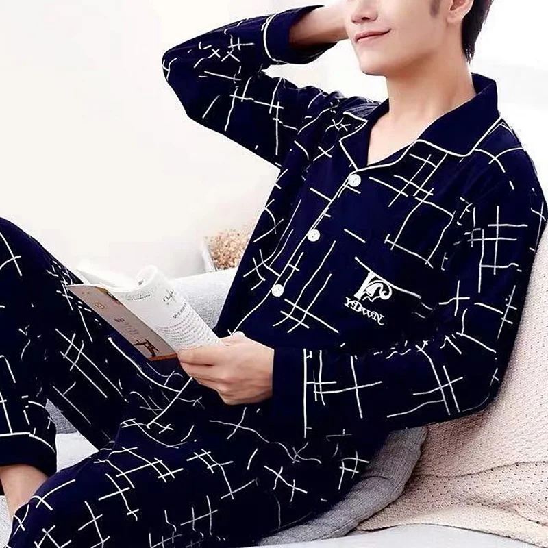 Men's Pajama Sets Simple Slpwear Long Slve Cotton Top Pant Leisure Outwear Soft Autumn Winter Plus Size Loungewear
Men's Pajama Sets Simple Slpwear Long Slve Cotton Top Pant Leisure Outwear Soft Autumn Winter Plus Size Loungewear