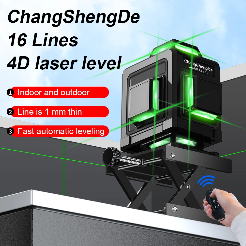 ChangShengDe 12/16 Lines 3/4D Laser Level Level Self-Leveling 360 Horizontal And Vertical Cross Super Powerful Green Laser Level
ChangShengDe 12/16 Lines 3/4D Laser Level Level Self-Leveling 360 Horizontal And Vertical Cross Super Powerful Green Laser Level