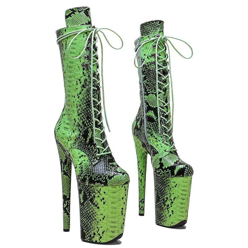 

Leecabe 23CM/9inches Snake Lace-up Zip Roman Lady Boots Knight Boots Pole dance shoes High Heels platform boot 4B