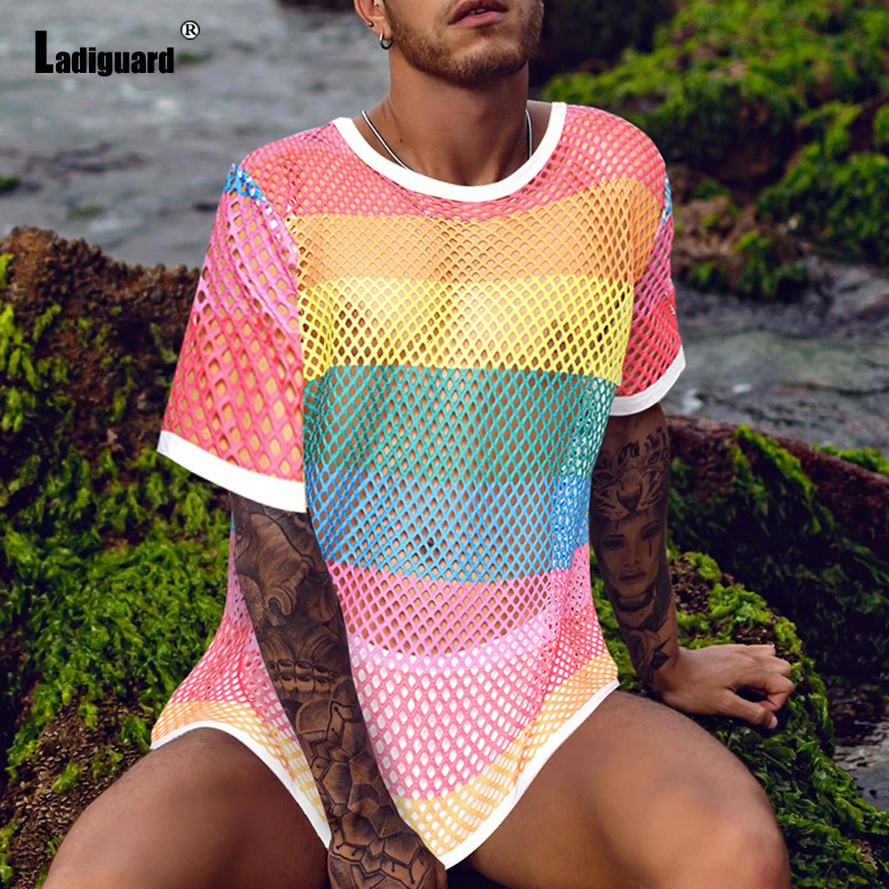 Sexy Men Hollow Out Shirt Clothing 2022 New Rainbow Beach Vest Top Mens See Through T-shirt Plus Size Homme Mesh Plage Beachwear
Sexy Men Hollow Out Shirt Clothing 2022 New Rainbow Beach Vest Top Mens See Through T-shirt Plus Size Homme Mesh Plage Beachwear