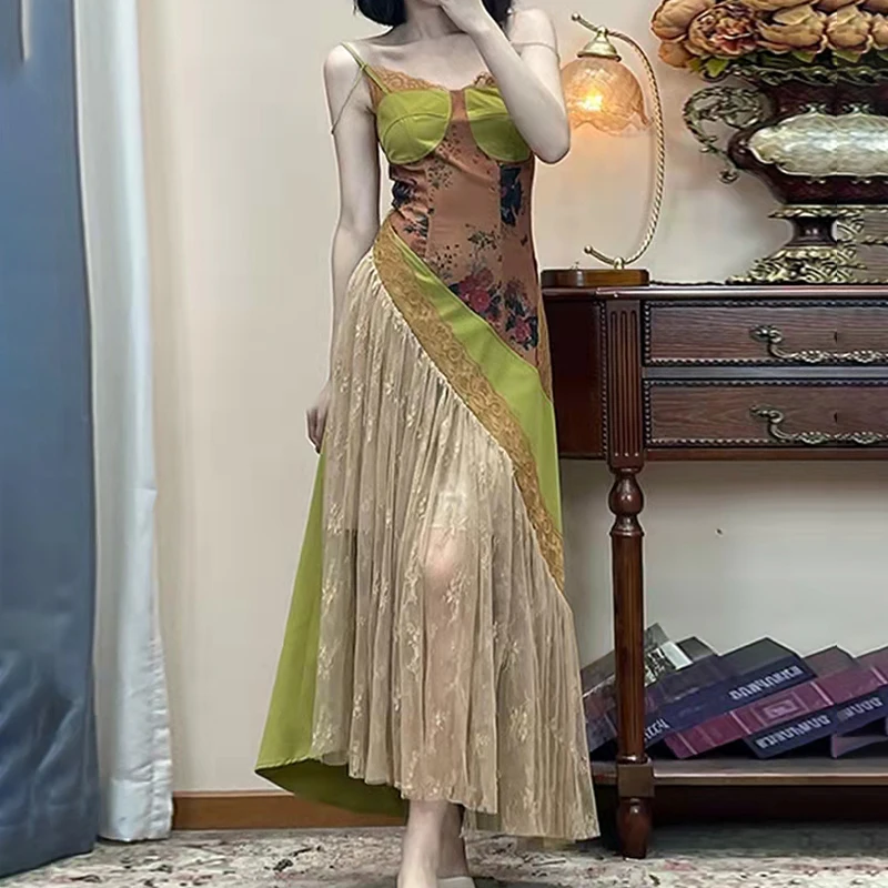 2022 summer new retro women dress elegant print colorblock halter camisole robe femme jurk fairy vestidos de fiesta mujer
2022 summer new retro women dress elegant print colorblock halter camisole robe femme jurk fairy vestidos de fiesta mujer