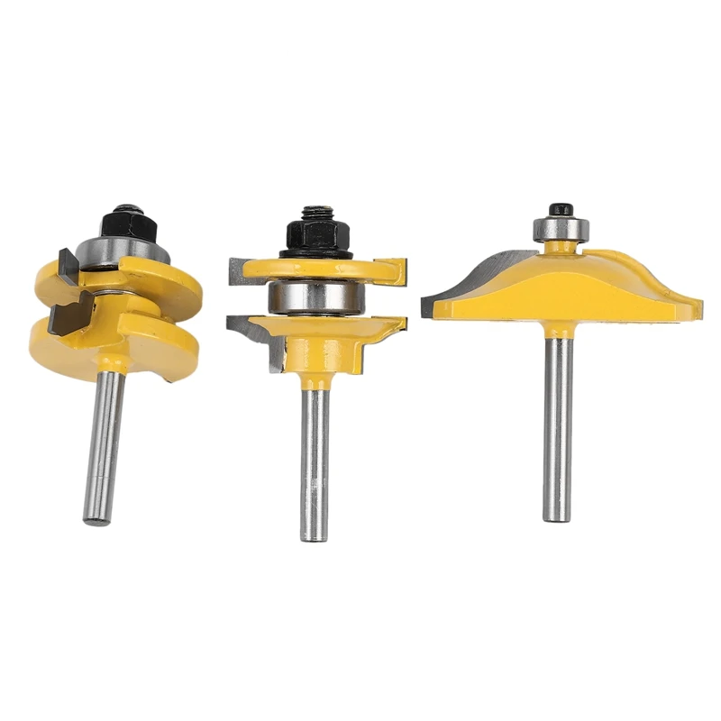 A63I 3Pc1/4 Shank Raised Panel Cabinet Door Router Bit Set - 3 Bit Ogee Woodworking Cutter Woodworking Router Bits
A63I 3Pc1/4 Shank Raised Panel Cabinet Door Router Bit Set - 3 Bit Ogee Woodworking Cutter Woodworking Router Bits