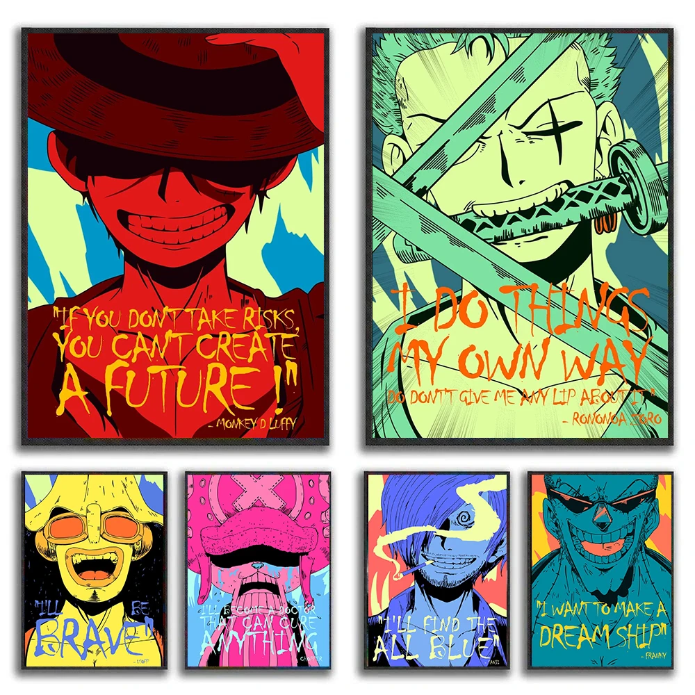 Vintage Anime Peripheral ONE PIECE Poster Cartoon Figures Quote Canvas Painitng Room Home Decor Wall Art For Living Room Prints 
Vintage Anime Peripheral ONE PIECE Poster Cartoon Figures Quote Canvas Painitng Room Home Decor Wall Art For Living Room Prints