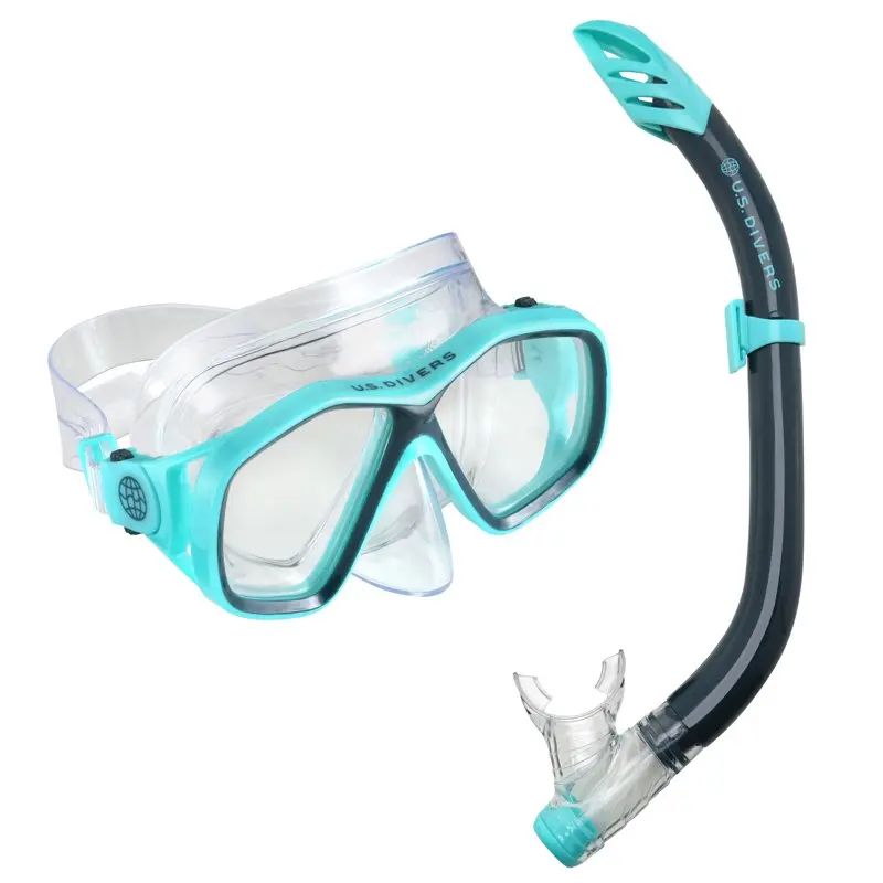 

Взрослая комбинированная маска для подводного плавания и трубка в комплекте (бирюзовый и синий)