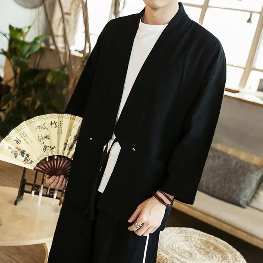 Men Cardigan Coat Vintage-inspired Men's Ethnic Cardigan Coats Lace-up Front Solid Colors Long Sleeves for Casual Style
Men Cardigan Coat Vintage-inspired Men's Ethnic Cardigan Coats Lace-up Front Solid Colors Long Sleeves for Casual Style