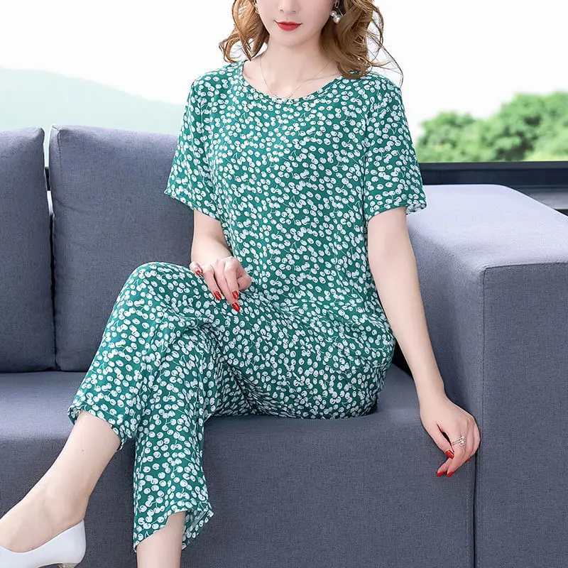 2022 Women Summer New 2 Piece Sets Female Soft Cotton Nylon Loose Tops + Wide Leg Pants Ladies Print Floral Casual Suits I52
2022 Women Summer New 2 Piece Sets Female Soft Cotton Nylon Loose Tops + Wide Leg Pants Ladies Print Floral Casual Suits I52