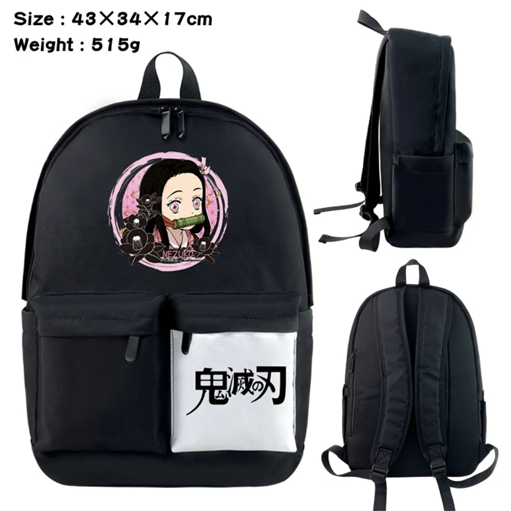 

Demon Slayer Kimetsu No Yaiba Unisex Backpack Student Bookbag Zipper Packsack Cartoon Schoolbag Travel Laptop Bag Nylon Knapsack