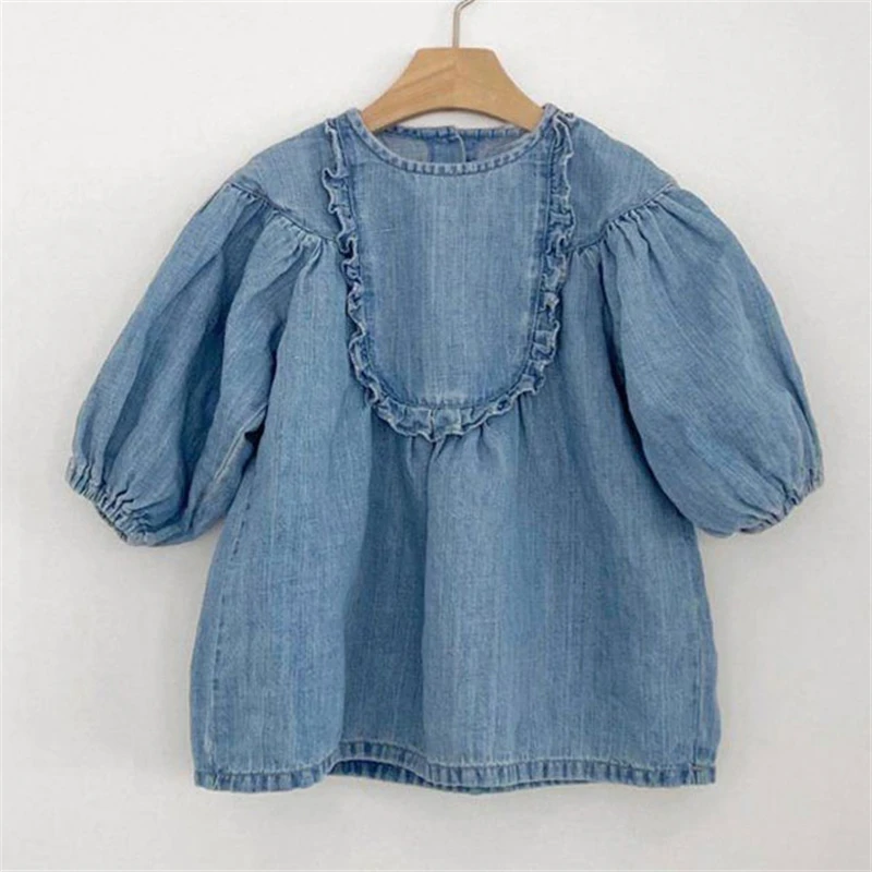 HoneyCherry Autumn baby girl cute lace puff sleeves loose denim dress flower girl dresses 
HoneyCherry Autumn baby girl cute lace puff sleeves loose denim dress flower girl dresses