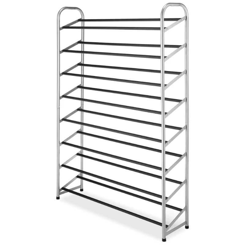 

Whitmor Shoe Rack Freestanding Shoe Tower - 8-Tier - 40 Pair - Chrome & Black Shoe Shelf