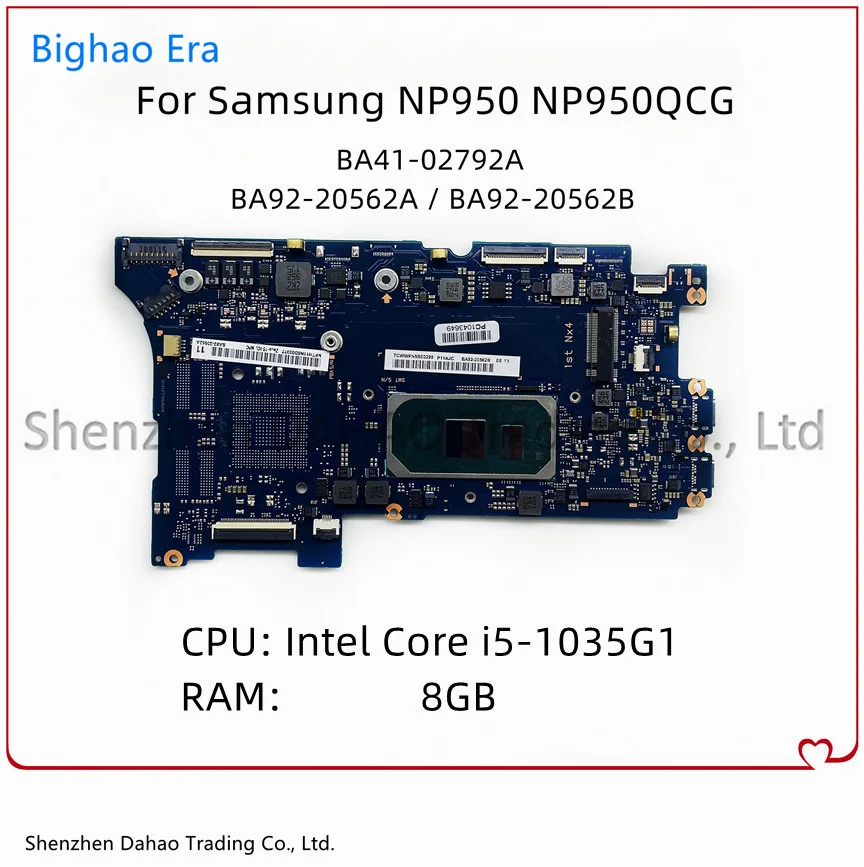 BA41-02792A Mainboard For Samsung NP950 950QCG NP950QCG Laptop Motherboard With i5-1035G1 CPU 8GB-RAM 100% Fully Tested 
BA41-02792A Mainboard For Samsung NP950 950QCG NP950QCG Laptop Motherboard With i5-1035G1 CPU 8GB-RAM 100% Fully Tested