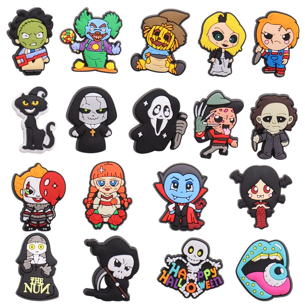 

1-18Pcs Vampire Pumkin Horrible Happy Halloween PVC Shoes Charm Croc Jibz Accessories Buckle Clog DIY Wristband Decoration