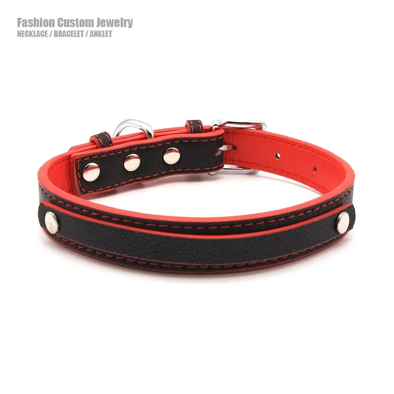 

Black Red Mixed Soft PU Leather Collar Choker Necklace Men Women Sexy Goth Chocker Role Age Play DDLG Cosplay Jewelry Gift