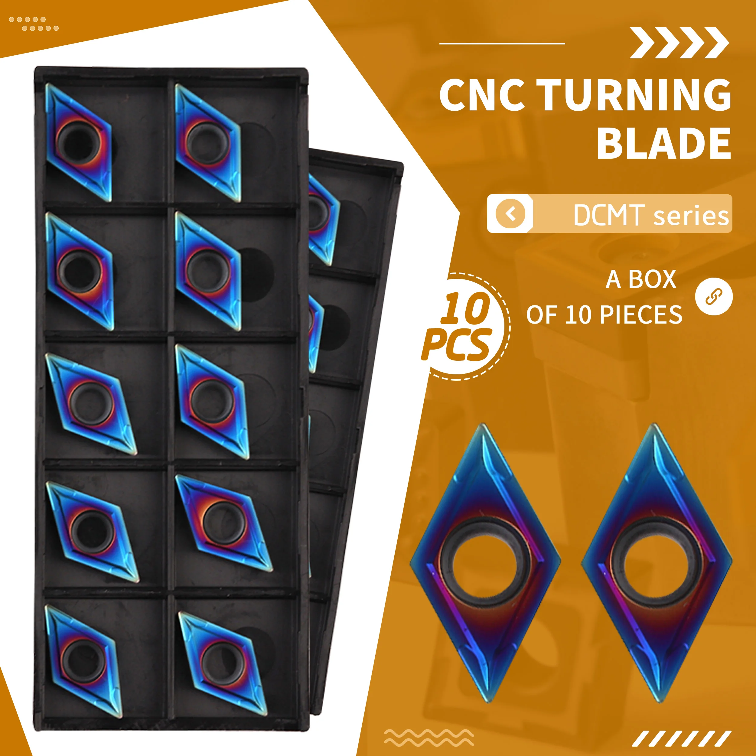DCMT11T304/DCMT11T308 GD8010 CNC Lathe Tool Cutting Blade High-quality Nano Blue Carbide Turning Inserts Internal Turning Tools
DCMT11T304/DCMT11T308 GD8010 CNC Lathe Tool Cutting Blade High-quality Nano Blue Carbide Turning Inserts Internal Turning Tools