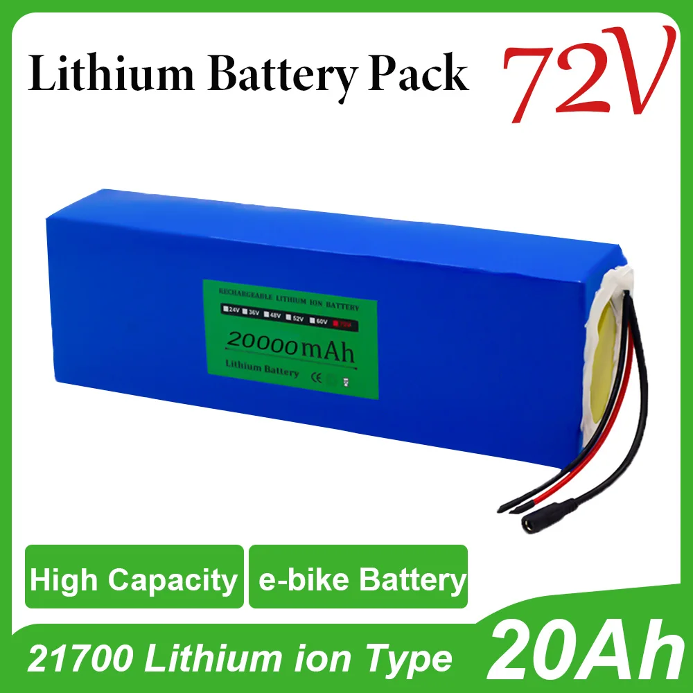 

72V 20Ah Battery Pack for E-bikes Scooter Motorcycle with 50A BMS 21700 Lithium Battery High Power Compatible 2500W 3000W Motor