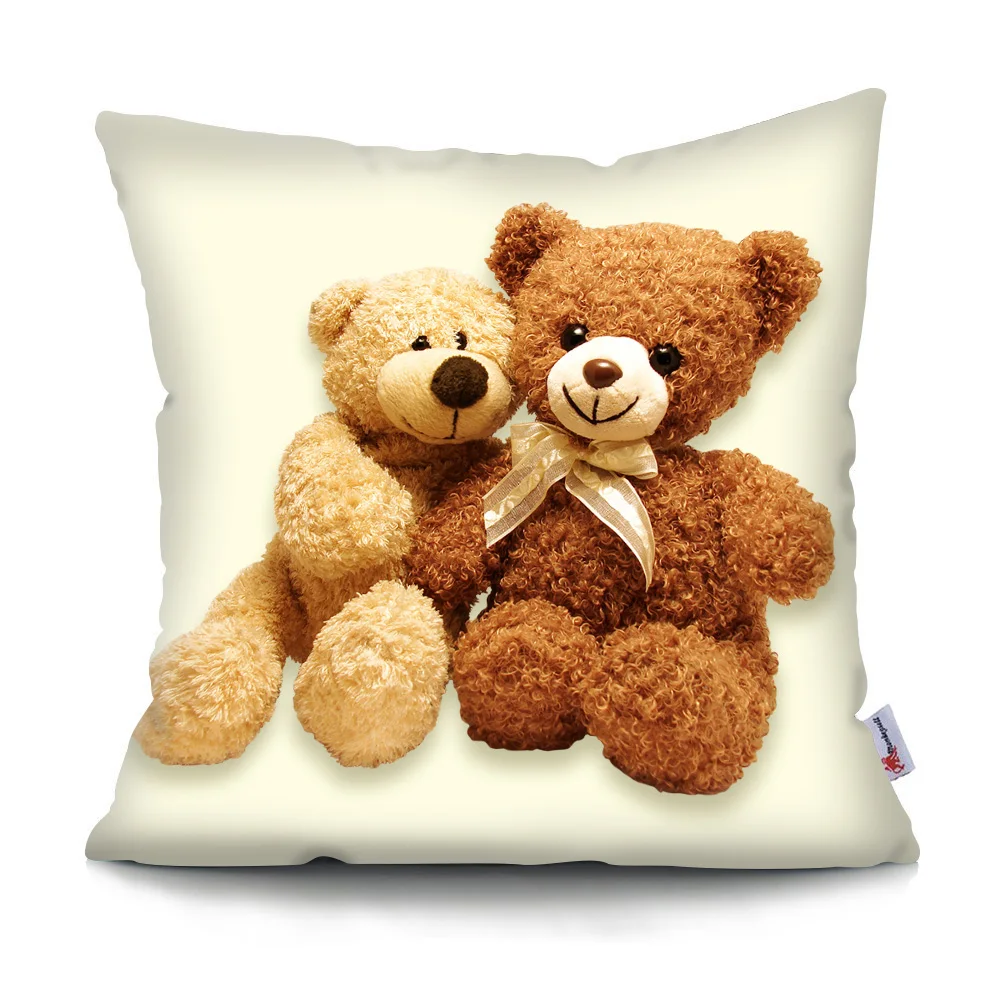Наволочка с изображением плюшевого медведя для автомобиля, дивана, домашнего декора, подушка, чехол из полиэстера, декоративный кошелек, подушка 45*45 см.