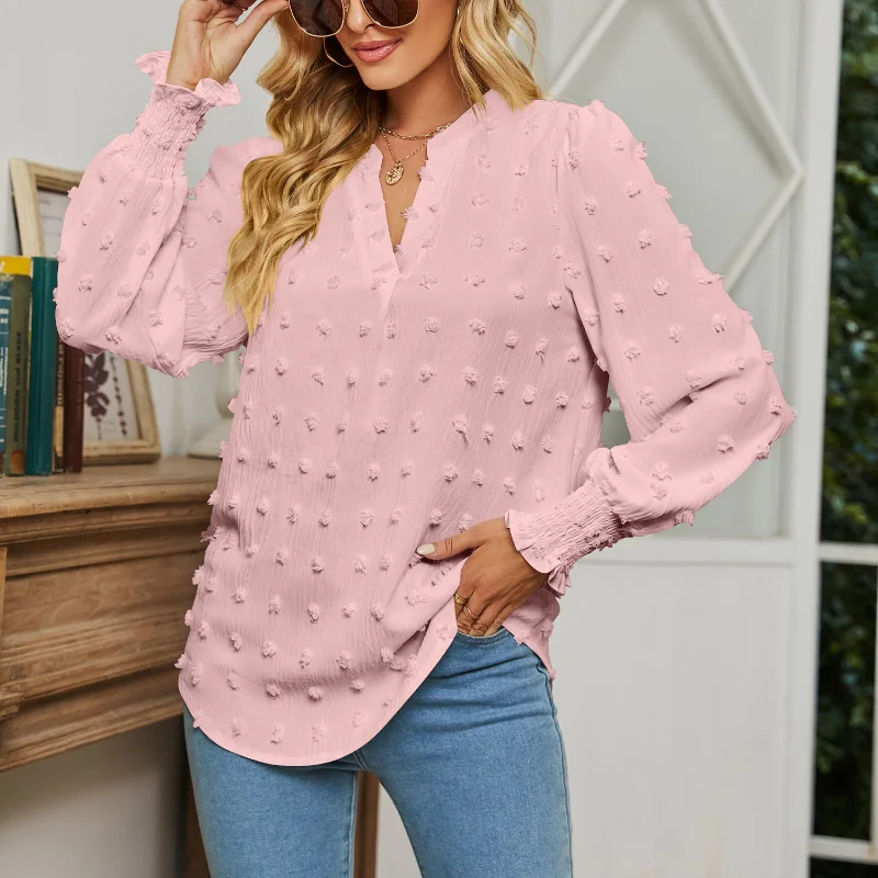 Loose Chiffon Shirt Women Casual Puff Long Sleeve V-Neck Lady Blouse Tops Autumn Dot Solid Elegant Pullover Blouses Blusas 23732
Loose Chiffon Shirt Women Casual Puff Long Sleeve V-Neck Lady Blouse Tops Autumn Dot Solid Elegant Pullover Blouses Blusas 23732